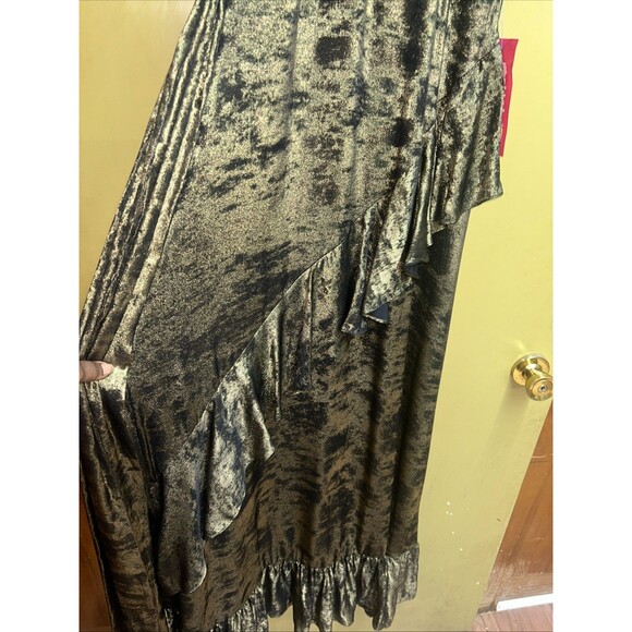 Women’s Alex Marie sleeveless, ruffled, black and gold maxi gown, Sz 6, NWT - Picture 5 of 10
